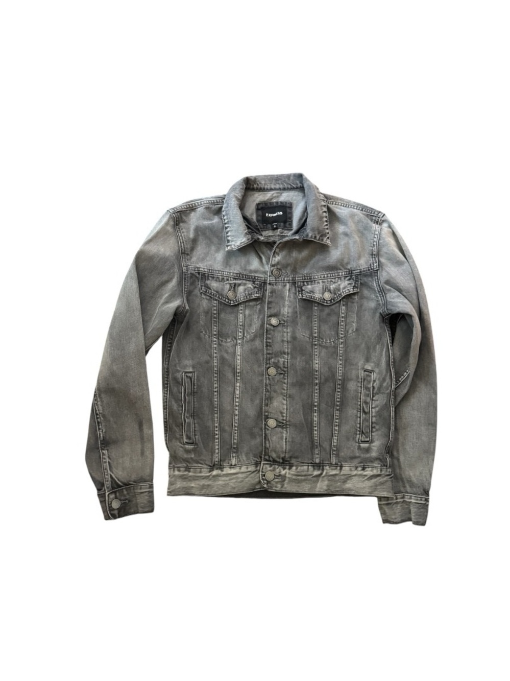 Express Men's Washed Grey Denim Jacket